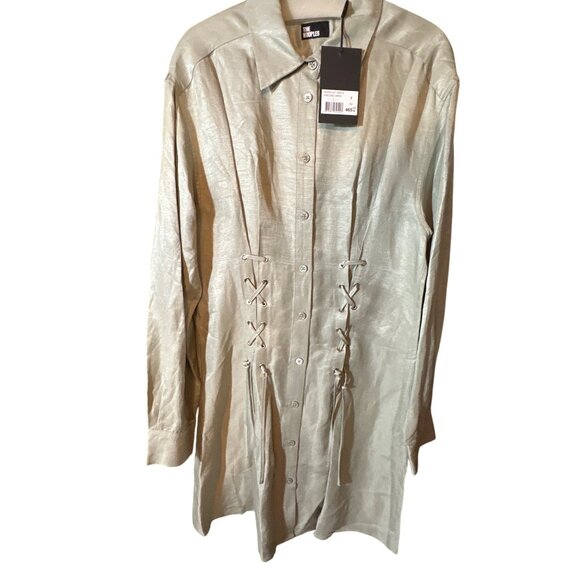 The Kooples French Designer Fashion Light Green Button-Up Dress Size Medium FR 2 - Picture 7 of 13